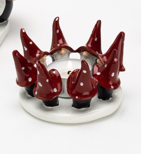 Wichtel-Ring mit Hüten rot/schwarz für Teelicht