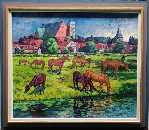 Verdener Panorama mit Pferden von Gerhard Juchem